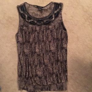 Beaded neckline, sleeveless top